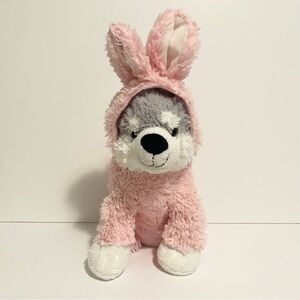 Walmart Puppy Dog Plush Husky in Bunny Costume Pink Stuffed Animal Toy 10” MTY